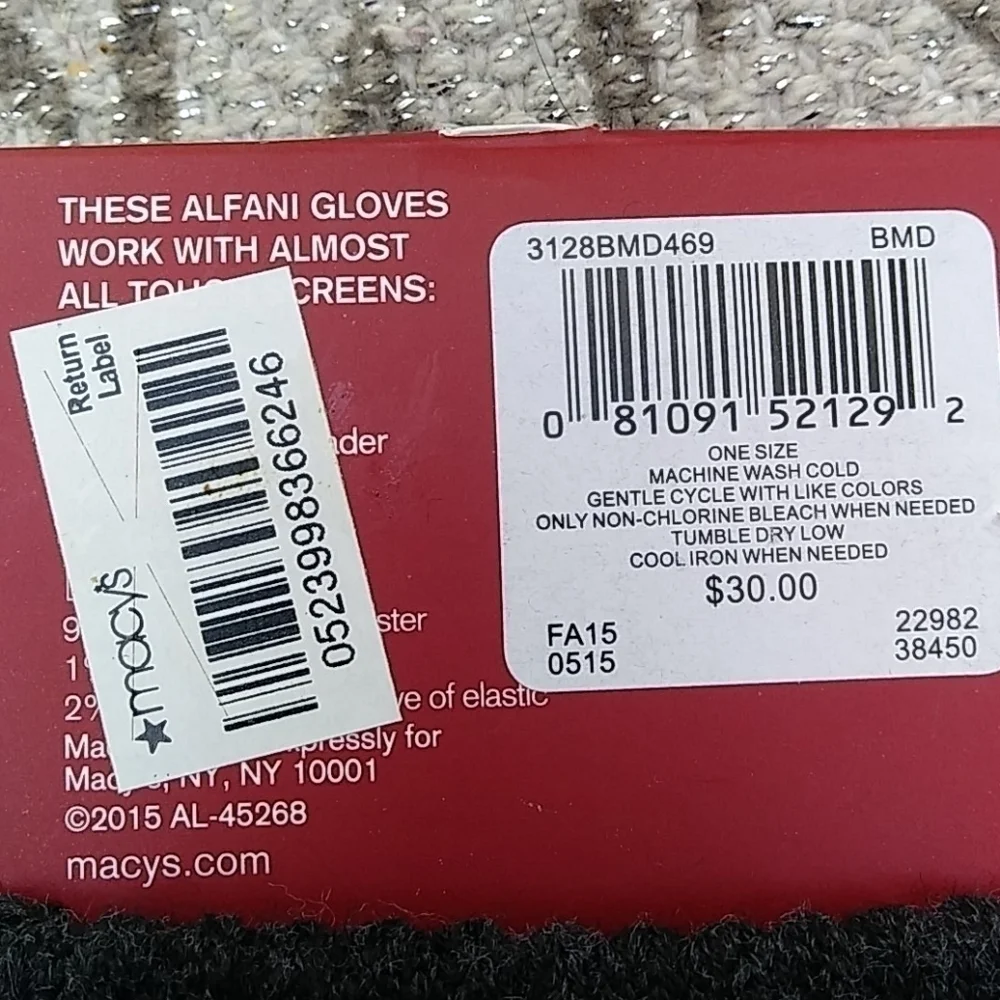 Alfani Touch Screen Knit Gloves